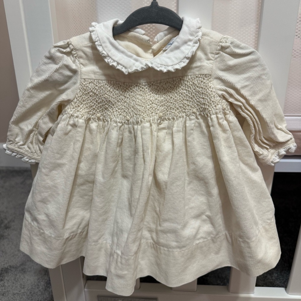 Ralph Lauren Cream Corduroy Baby Girl Dress